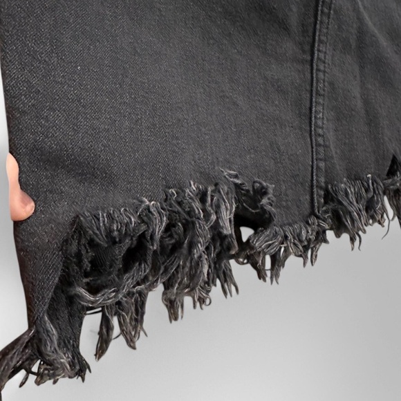 Revamped brand Black denim mini skirt with fringe detail #festivalvibes nwt - Picture 3 of 8